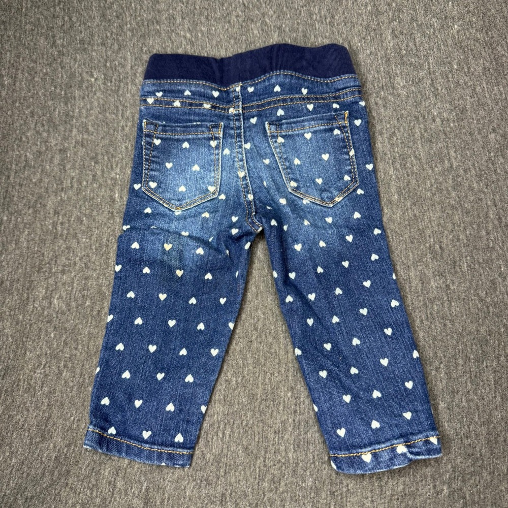 Cat and Jack Girls Denim Jeans 12M Heart Print Elastic Waist